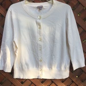 J Jill ivory cotton sweater PL, NWOT